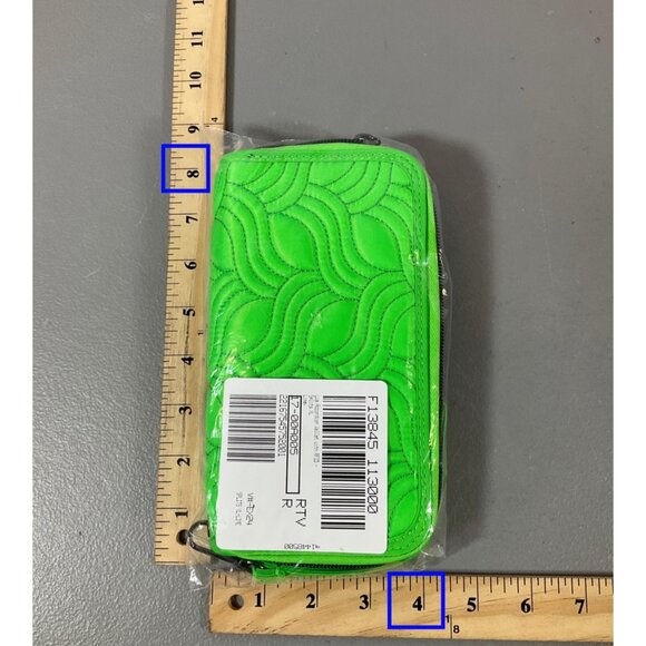 Lug Splits XL RFID Protected Accordion Wallet - Quilted Lime Green with Zip Clos - Picture 4 of 7